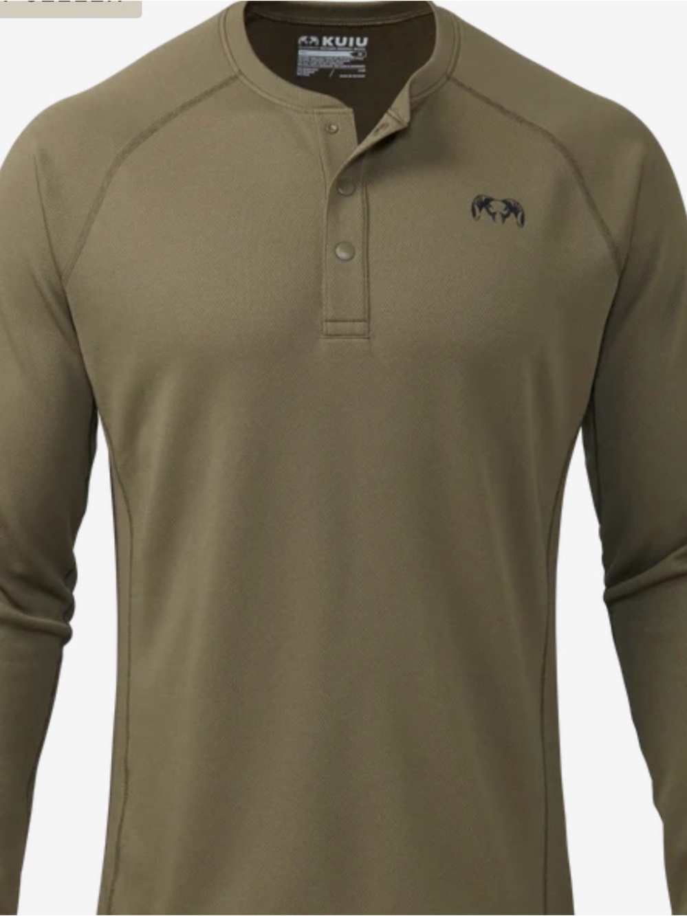 KUIU Olive-Green Long Sleeve Henley Performance Top